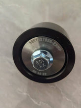 Carregar imagem no visualizador da galeria, Black belt tensioner pulley with hex bolt center, stamped part number 5801327558