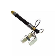 Carica l'immagine nel visualizzatore di Gallery, Valve extension hose with black hose, gold fittings, and metal clamp bracket