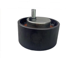 Carica l'immagine nel visualizzatore di Gallery, Belt tensioner wheel with black rubber base and silver threaded bolt
