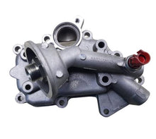 Carregar imagem no visualizador da galeria, Oil filter housing assembly, silver metal with circular ports and red sensor connector