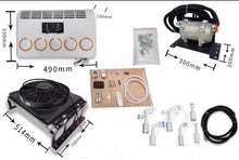 Cargar imagen en el visor de la Galería, RV air conditioner kit with dimensions and parts set, including hoses and mounting hardware