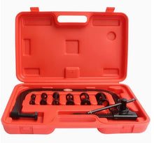 Charger l'image dans la galerie, Valve spring compressor tool set in red hard case with metal adapters and crank rod