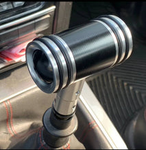 Charger l'image dans la galerie, Car shift knob adapter with black anodized barrel and silver ring accents