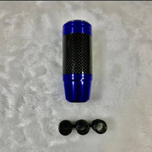 Charger l'image dans la galerie, Blue clock-dial shift knob with carbon-look grip and three black mounting caps