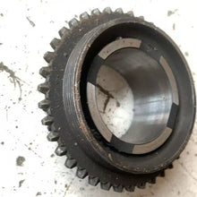 Carregar imagem no visualizador da galeria, Dark steel gear with internal ring and circular teeth, visible bore and hub