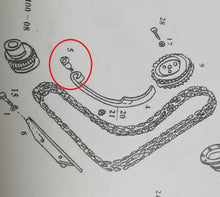 Carregar imagem no visualizador da galeria, Diagram of fastening screw circled in red; two-piece shape with threaded ends