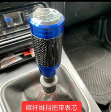 Charger l'image dans la galerie, Blue clock-dial shift knob with carbon-look grip and round dial face