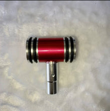 Charger l'image dans la galerie, Car shift knob adapter with red anodized barrel and silver ring accents