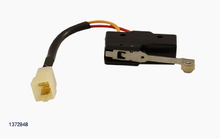 Załaduj obraz do przeglądarki galerii, Micro switch with black body and orange/black wires, plus white electrical connector
