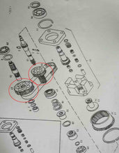 Carregar imagem no visualizador da galeria, Transfer case axle gear set diagram with highlighted front and rear gears by SUONAMA