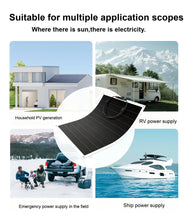 تحميل الصورة في عارض المعرض، Flexible black solar panel laid flat with curved metal mounting eyelets