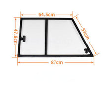 Afbeelding in Gallery-weergave laden, Black two-panel side pull window assembly with pull handle brackets, front door