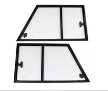 Afbeelding in Gallery-weergave laden, Set of two black two-pane side pull window assemblies with handle brackets for front door