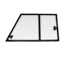 Afbeelding in Gallery-weergave laden, Black two-pane window assembly with side pull handle on right, front door frame