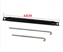 Cargar imagen en el visor de la Galería, 42cm black battery support bracket with mounting holes, plus two L-shaped mounting rods