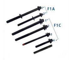 تحميل الصورة في عارض المعرض، Set of black cylinder head bolts with flange-style heads, different lengths