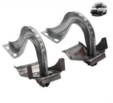 Charger l'image dans la galerie, Gray metal hood chain support assembly with two curved brackets and mounting tabs