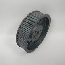Charger l'image dans la galerie, Crankshaft timing gear, side view of gray toothed pulley with mounting holes