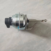 Załaduj obraz do przeglądarki galerii, Electronic turbocharger regulating valve with metal body, black connector, and rod linkage