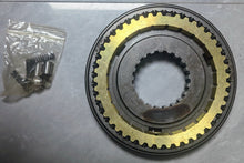 Carica l'immagine nel visualizzatore di Gallery, Transmission synchronizer gear assembly, round gear with yellow teeth and dark splined inner ring
