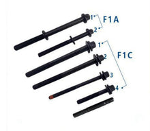 Cargar imagen en el visor de la Galería, Set of black cylinder head bolts with flange-style heads, different lengths