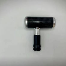 تحميل الصورة في عارض المعرض، Carbon fiber car shift knob with black grip and silver metal stem, with black base cap