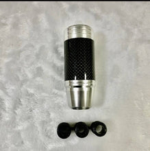 Charger l'image dans la galerie, Silver clock-dial shift knob with carbon-look grip and three mounting caps
