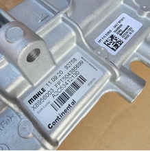Load image into Gallery viewer, Silver metal exhaust gas cooler housing with label and part numbers