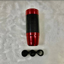 Charger l'image dans la galerie, Red clock-dial shift knob with carbon-look grip and three black mounting caps
