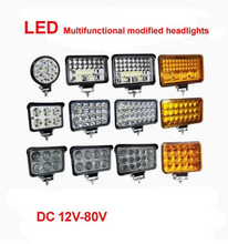 Cargar imagen en el visor de la Galería, LED multifunction modified headlight set with round and square lamps, white and amber light