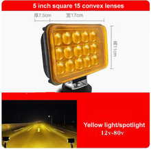 Cargar imagen en el visor de la Galería, 5-inch square LED spotlight with amber/yellow cover and convex lens array, mounting base