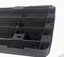 Load image into Gallery viewer, Black radiator cover panel with inner openings and molded compartments, plastic.
