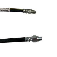 Load image into Gallery viewer, Brake hose with black rubber line and threaded metal connector, close-up
