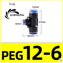 Load image into Gallery viewer, Pneumatic straight air quick coupling, black with blue push fittings, 12–6 mm