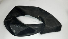 Load image into Gallery viewer, Black rubber tire inner tube, open end view