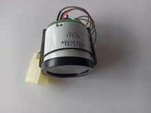 Załaduj obraz do przeglądarki galerii, 24V thermometer gauge, side view with printed markings and multi-wire connector, black ring