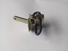 Carica l'immagine nel visualizzatore di Gallery, Metal door stop with long mounting arm and black rubber bumper, side view