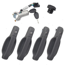 Charger l'image dans la galerie, Set of four dark gray door handles with keys and fuel tank switch cylinder