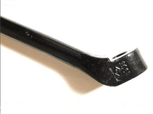 Charger l'image dans la galerie, Front suspension link bar with black metal bracket and bolt slot, close-up