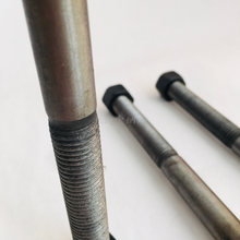 Charger l'image dans la galerie, Close-up of M16x1.5x190 hex bolt threads with nut, steel fastener