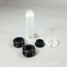 Załaduj obraz do przeglądarki galerii, Gear lever repair kit with white plastic sleeve, black rubber boots, clear clip retainer