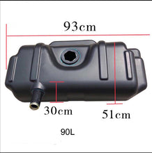 Carica l'immagine nel visualizzatore di Gallery, Black rectangular fuel tank with top filler neck and side spout, raised side tabs