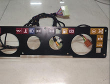 Carica l'immagine nel visualizzatore di Gallery, Black dashboard instrument panel with wiring harness, circular gauge cutouts and button icons