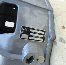Charger l'image dans la galerie, IVECO transmission gearbox case label plate on light gray metal housing