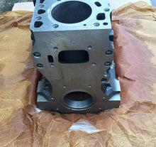 تحميل الصورة في عارض المعرض، Engine cylinder block side view with gasket surfaces and mounting holes, silver