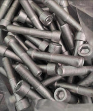 Charger l'image dans la galerie, Set of silver steel ball cage fixing bolts, threaded shafts and hex heads in a pile