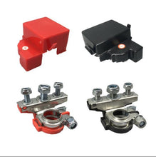 Cargar imagen en el visor de la Galería, Battery clamp set for car battery terminals, red positive and black negative with bolts