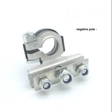 Cargar imagen en el visor de la Galería, Negative pole battery clamp with black protective band and three-bolt metal base