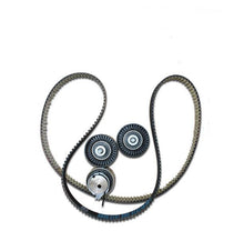 Charger l'image dans la galerie, Timing belt kit with two pulleys and two toothed timing belts, plus idler wheel