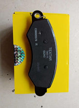 Carica l'immagine nel visualizzatore di Gallery, Front brake pad, black friction pad with TEX TAR markings and metal backing